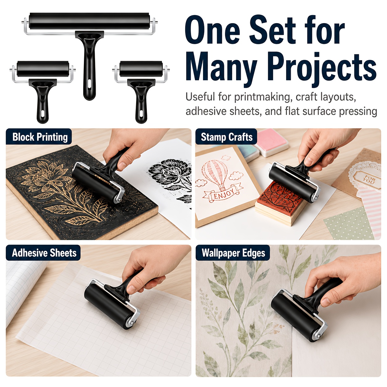 Brayer Roller Handmade Printing Roller 2pcs/3pcs Set